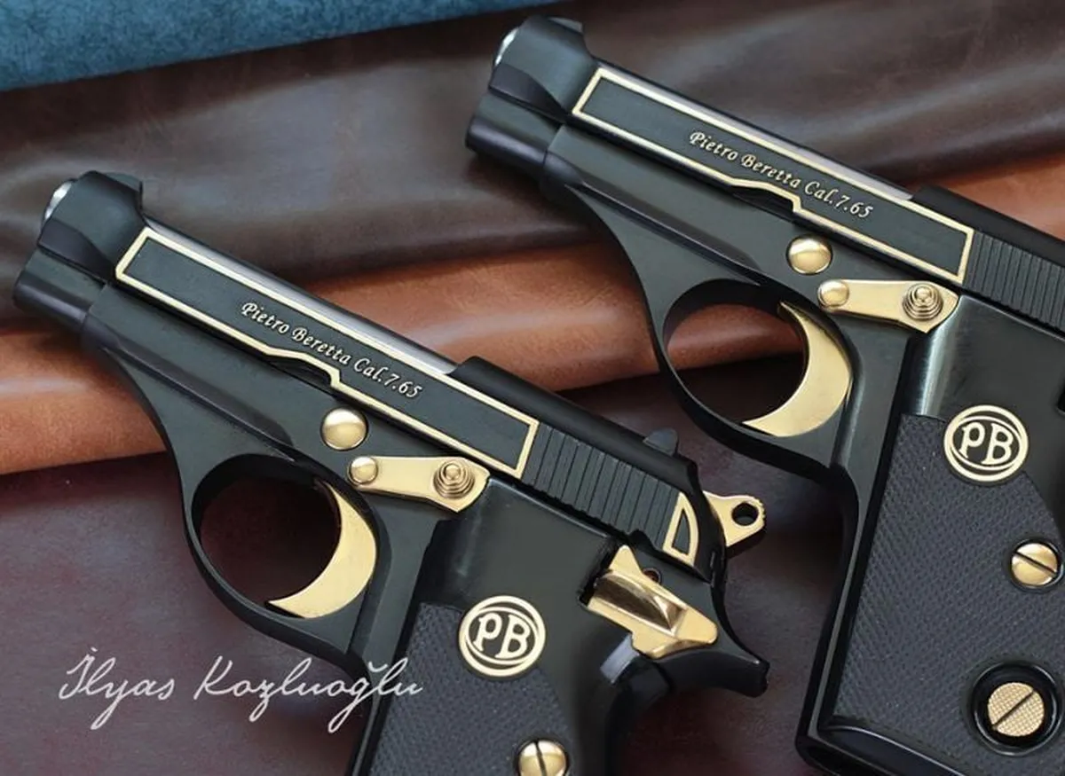 Beretta MOD70  Yanaklar Sarı Çerçeve Siyah Krom Kaplama Detay 3