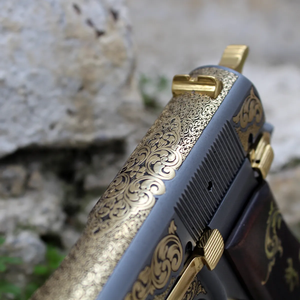 Browning 245 Sarı Titanyum Gravür & Füme Kaplama Detay 2