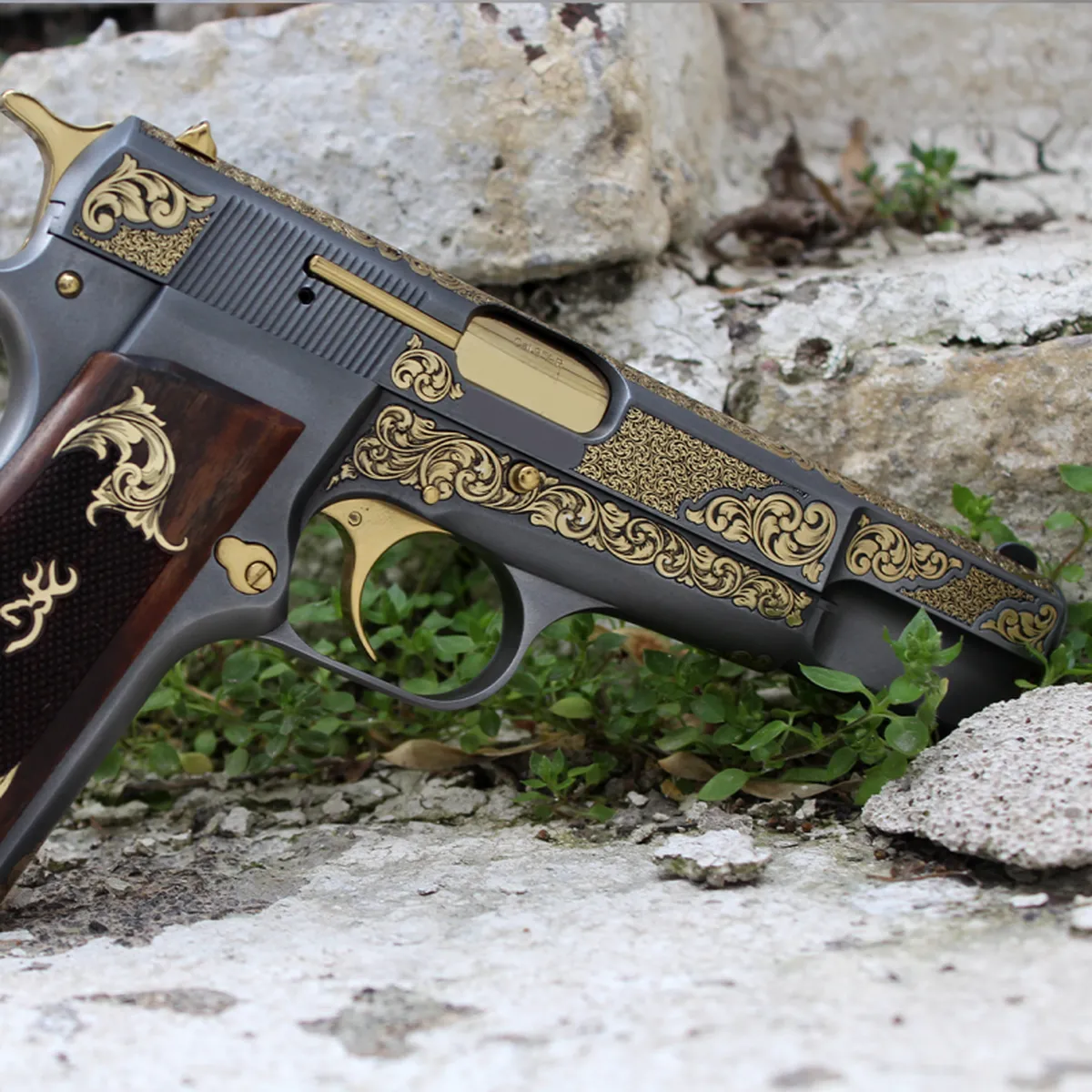Browning 245 Sarı Titanyum Gravür & Füme Kaplama Detay 3