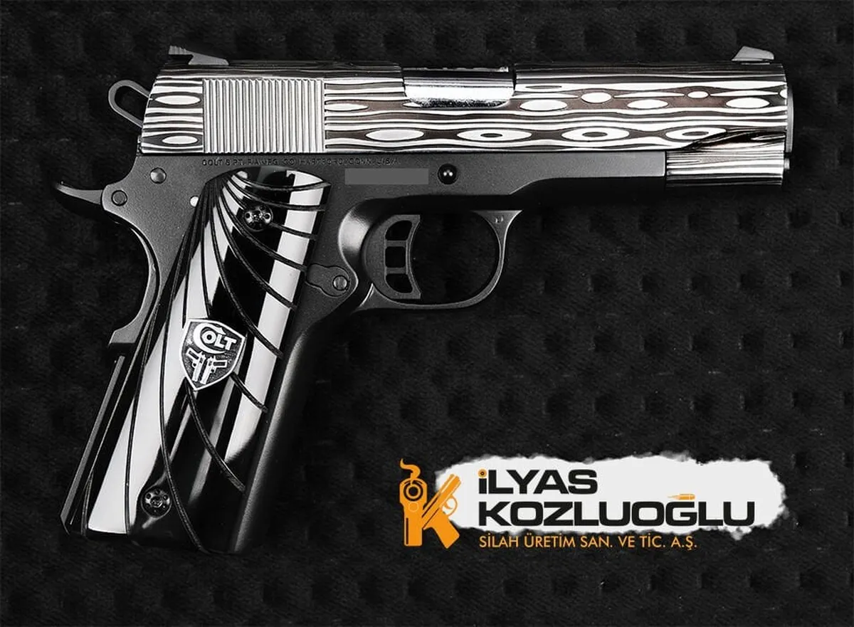 Colt 1911 Damascus Desen Gravür & Krom Kaplama Detay 2