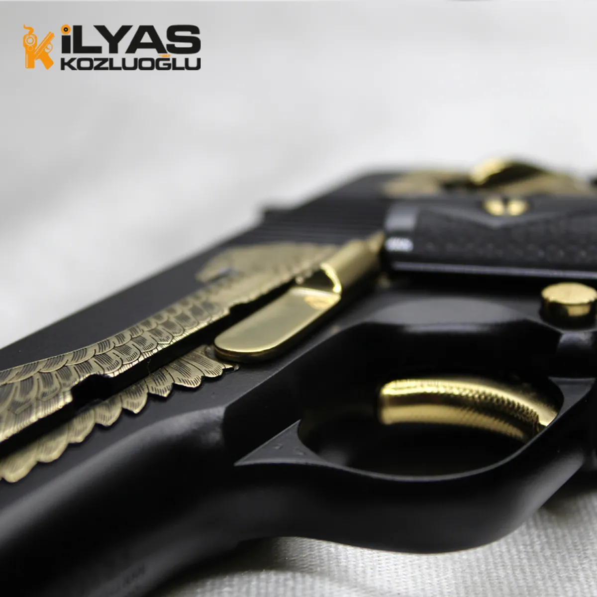 Colt 1911 Mat Siyah Kaplama & Kartal Gravür Detay 3