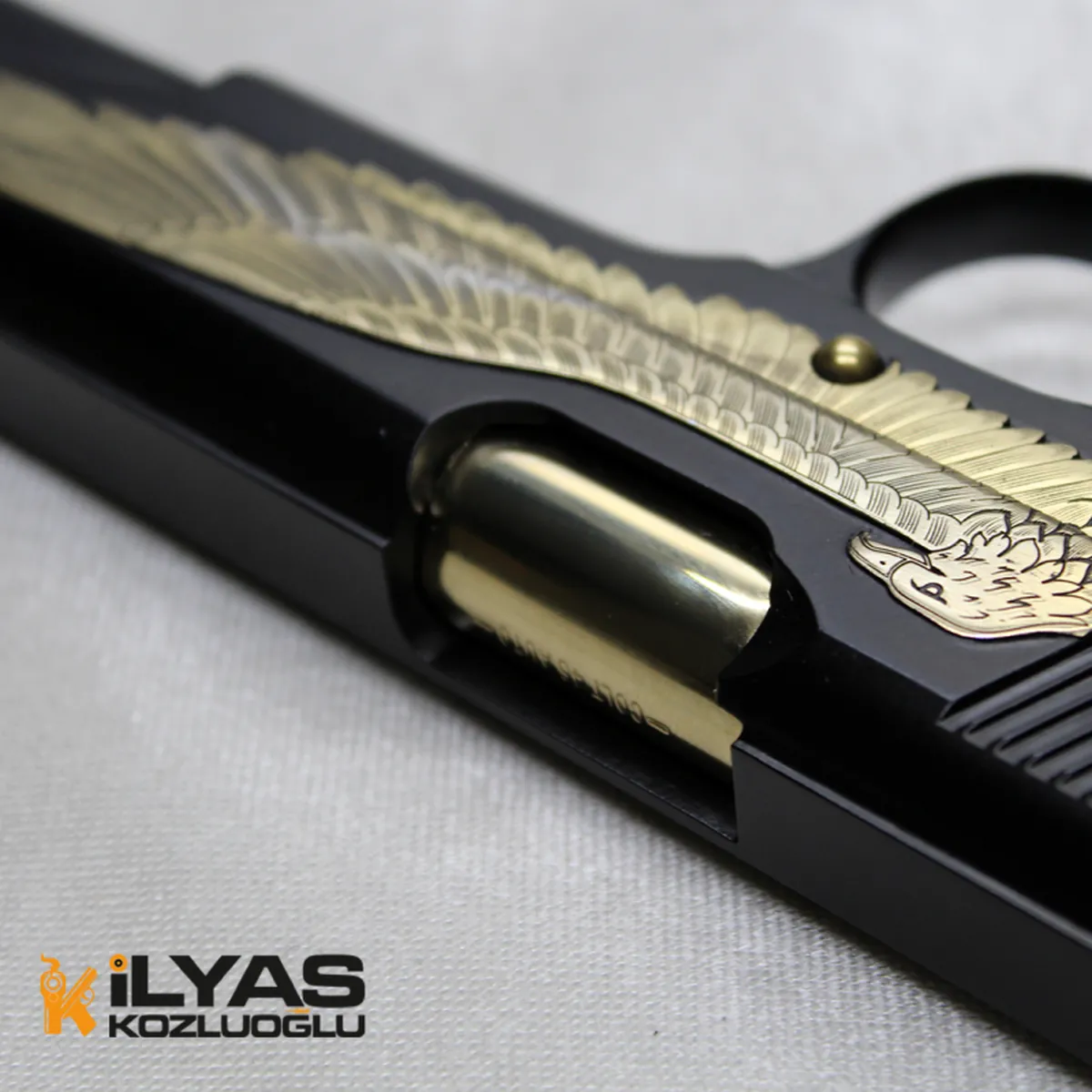 Colt 1911 Mat Siyah Kaplama & Kartal Gravür Detay 5