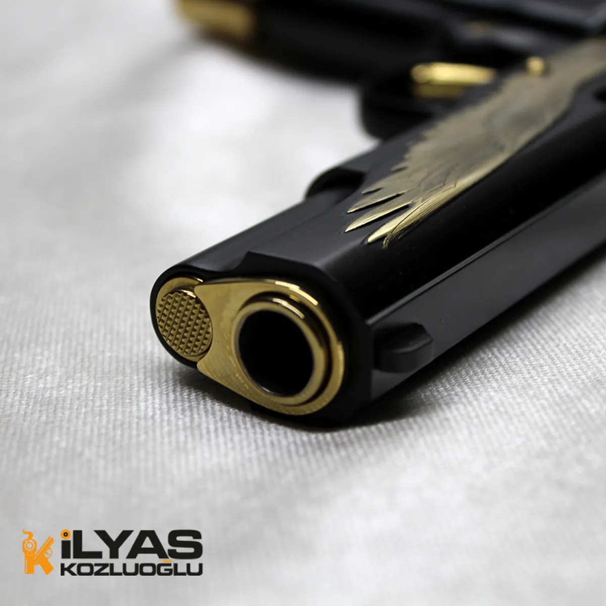 Colt 1911 Mat Siyah Kaplama & Kartal Gravür Detay 6