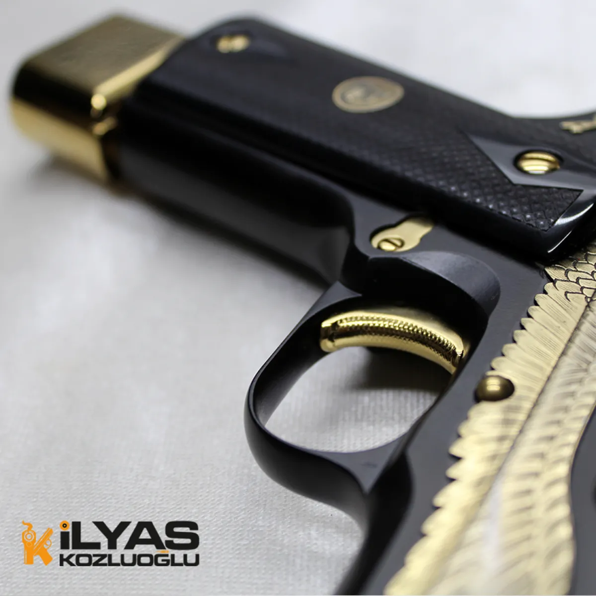 Colt 1911 Mat Siyah Kaplama & Kartal Gravür Detay 7