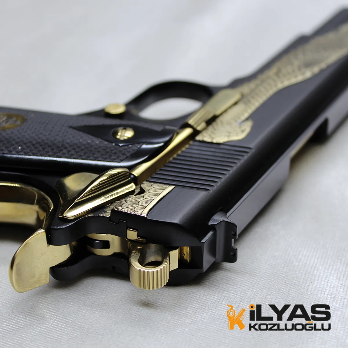 Colt 1911 Mat Siyah Kaplama & Kartal Gravür Detay 8
