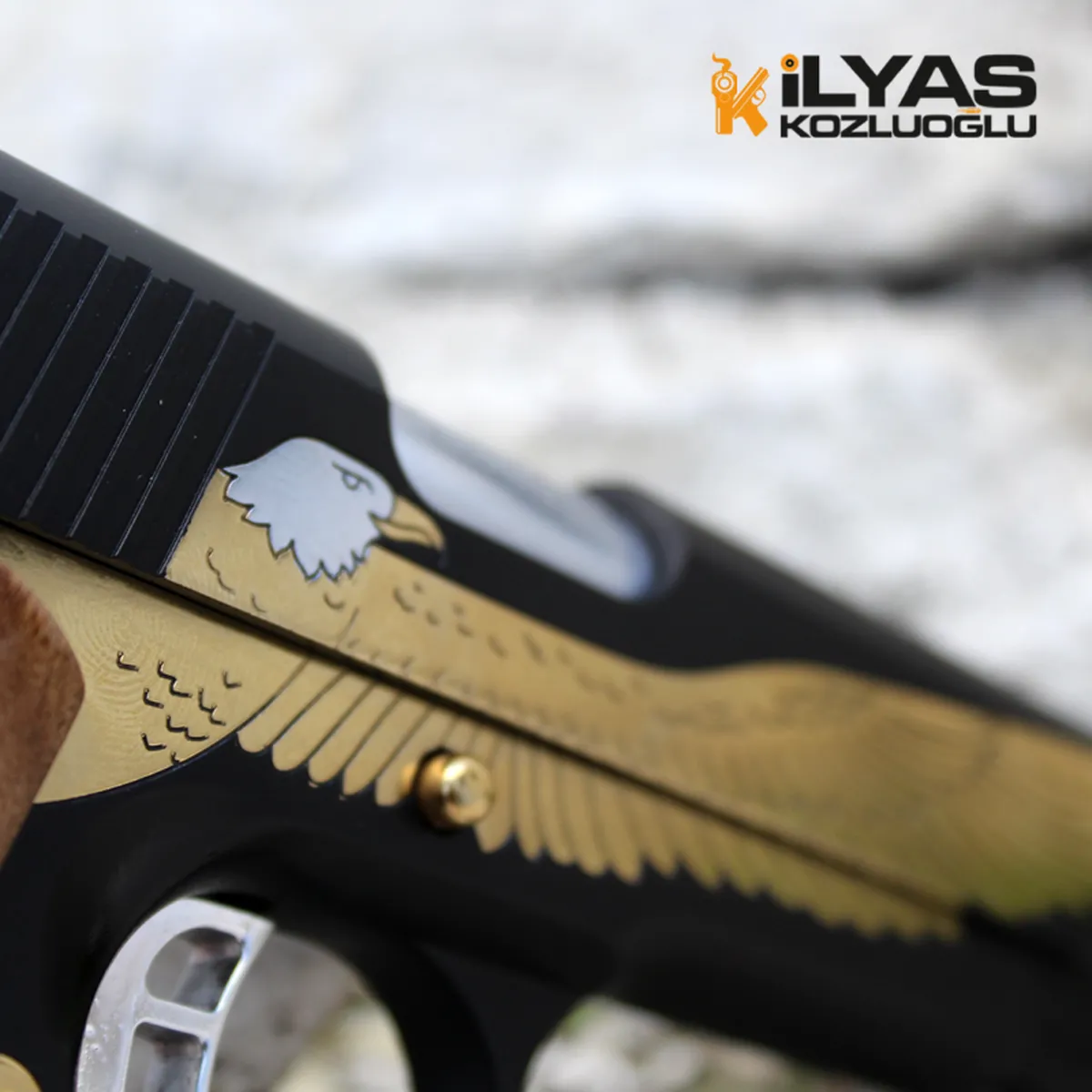 Colt 1911 Mat Siyah Kaplama & Kartal Gravür Detay 12