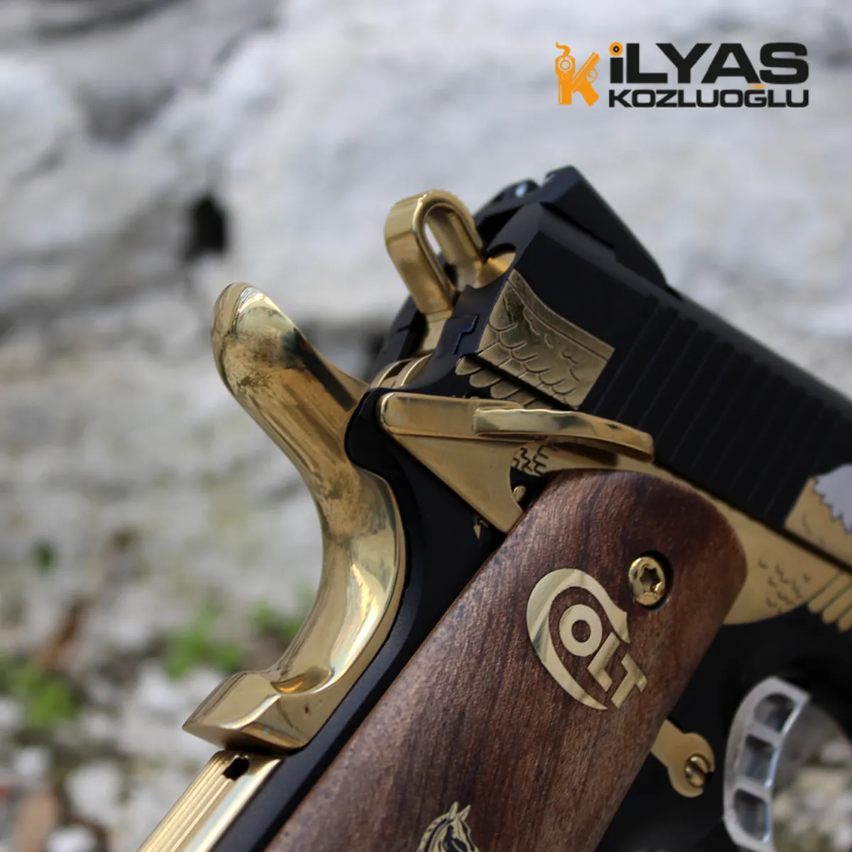 Colt 1911 Mat Siyah Kaplama & Kartal Gravür Detay 13