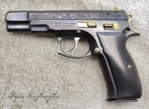 CZ 75B Füme Titanyum – Yanaklar Çiçek Gravür Desen