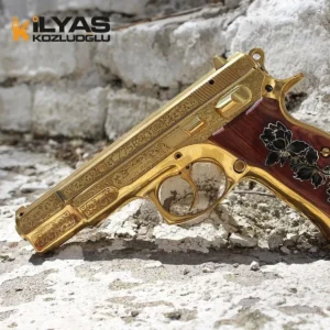 CZ 75B – Parlak Sarı Titanyum Kaplama – Full Gravür Desen