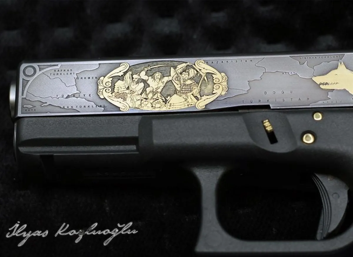 Glock 19 Gen4 Büyük Turan Devleti Yanık Füme Detay 3