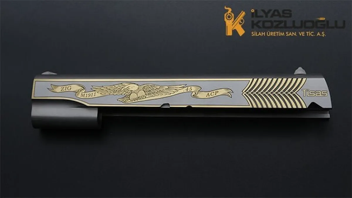 Tisaş ZIG M 1911 – Kartal ve Yeni Çekme Kertik Tasarım Gravürü – Mat Beyaz Krom Kaplama